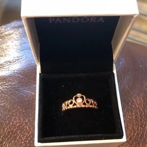 pandora rose gold princess ring size 8